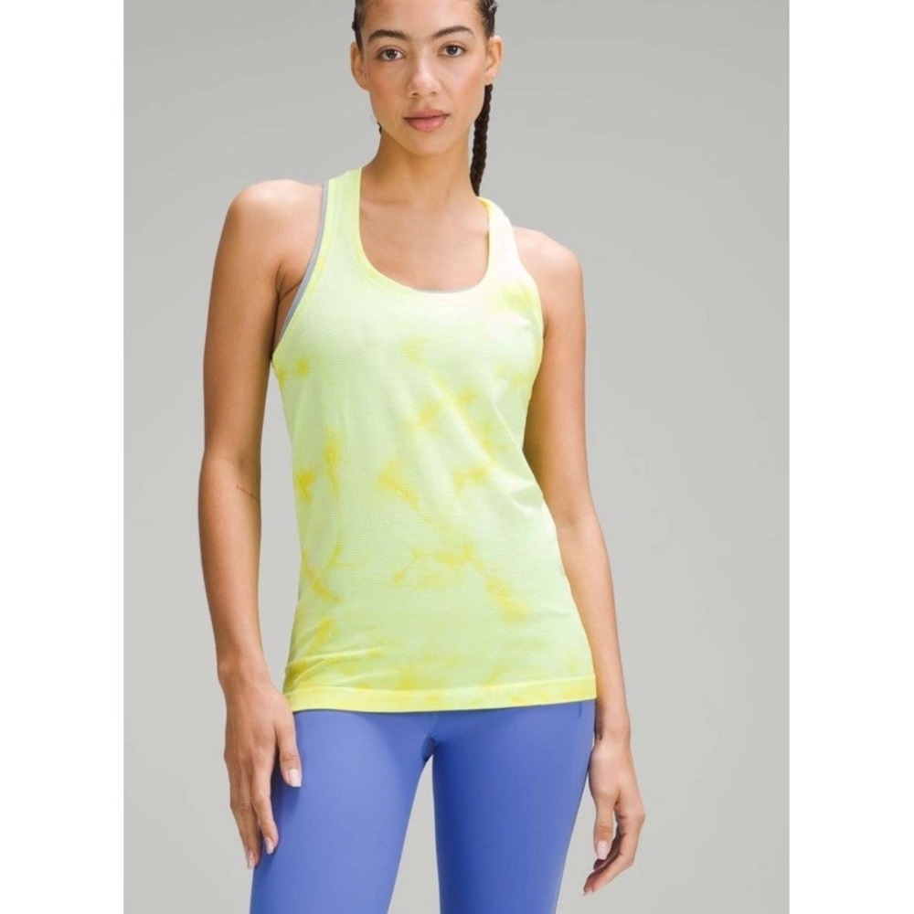 Lululemon Swiftly Tech Racerback 2.0 Race Length Marble Dye Electric Lemon 12